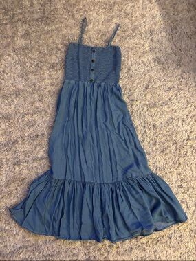 Love Tree Blue Maxi Dress with Smocked Bodice